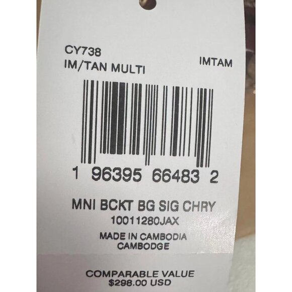 Coach CY738 Mini Bucket Bag In Signature Canvas With Cherry Print IN TAN MULT! - Picture 6 of 6